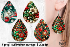 Earrings Christmas sublimation, Teardrop png Product Image 1