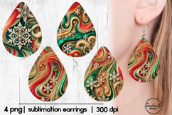 Earrings Christmas sublimation, Teardrop png Product Image 1