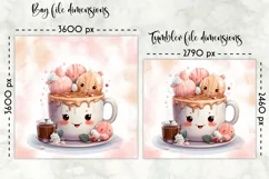Christmas Lunch Bag Print | Kawaii Hot Chocolate and Cookies Product Image 2