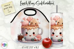 Christmas Lunch Bag Print | Kawaii Hot Chocolate and Cookies Product Image 1