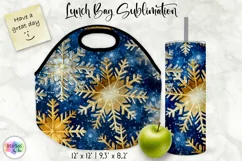 Shimmering Golden Snowflakes Lunch Bag | Snowflakes Tumbler Product Image 1
