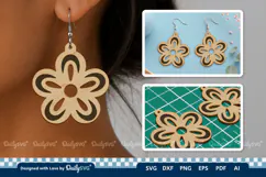 Simple Flower Earring SVG | Minimalist Laser Cut Jewelry Product Image 2