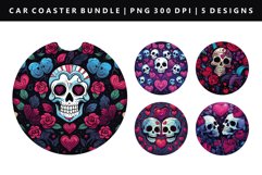 Skull Keychain And Car Coaster Sublimation Design Product Image 1