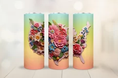 3d sublimation tumbler wrap - USA outline map with flowers Product Image 2