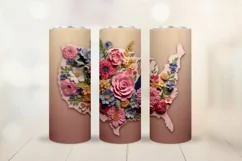 3d sublimation tumbler wrap - USA outline map with flowers Product Image 4