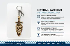 Skull and Sword Keychain SVG | Gothic Knight Cut File Product Image 2