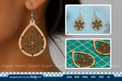 Snowflake Teardrop Earring SVG | Winter Jewelry Cut File Product Image 1