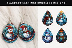 Snowman Teardrop Earring Sublimation PNG Design Product Image 1