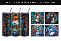 Snowman 20oz Tumbler Wrap PNG Design Product Image 1
