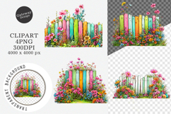 Spring Fence Flower Clipart Product Image 1