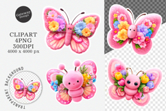 4 Spring Floral Coquette Faux Fur Butterfly Stickers Printab Product Image 1