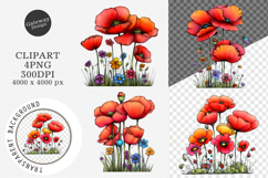 Spring Meadow Poppies Clipart Product Image 1