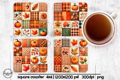 Fall patchwork square coaster sublimation designs Product Image 1