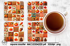 Fall patchwork square coaster sublimation designs Product Image 1