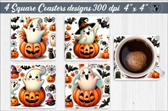 Square Coasters | Halloween sublimation | Cute Ghost Product Image 1