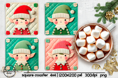 Christmas elf square coaster sublimation designs Product Image 1