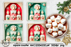 Christmas candle square coaster sublimation designs Product Image 1