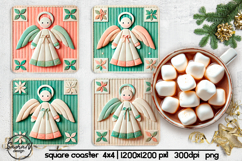 Christmas angel square coaster sublimation designs Product Image 1
