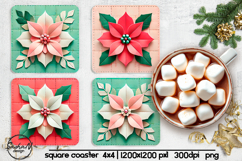 Christmas poinsettia square coaster sublimation designs Product Image 1
