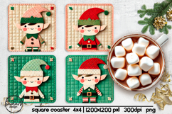 Christmas elf square coaster sublimation designs Product Image 1