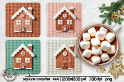 Gingerbread house square coaster sublimation designs Product Image 1