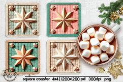 Christmas star square coaster sublimation designs Product Image 1