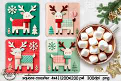 Christmas reindeer square coaster sublimation designs Product Image 1