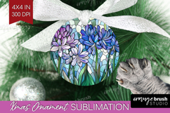 Stained Glass Ornament PNG - Flowers PNG Sublimation Product Image 1