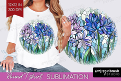 Stained Glass Round Tshirt Background - Flowers PNG Product Image 1