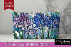 Stained Glass Cosmetic Bag - Flowers Makeup Bag PNG Product Image 1