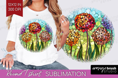 Stained Glass Round Tshirt Background - Flowers PNG Product Image 1