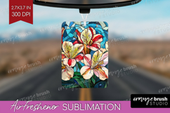 Stained Glass Air Freshener PNG - Flowers PNG Sublimation Product Image 1