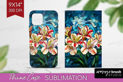 Stained Glass Phone Case PNG - Flowers Case PNG Sublimation Product Image 1
