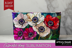 Stained Glass Cosmetic Bag - Flowers Makeup Bag PNG Product Image 1