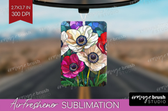 Stained Glass Air Freshener PNG - Flowers PNG Sublimation Product Image 1