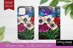 Stained Glass Phone Case PNG - Flowers Case PNG Sublimation Product Image 1