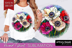 Stained Glass Round Tshirt Background - Flowers PNG Product Image 1