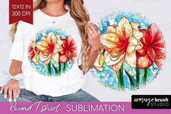 Stained Glass Round Tshirt Background - Flowers PNG Product Image 1