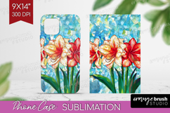 Stained Glass Phone Case PNG - Flowers Case PNG Sublimation Product Image 1