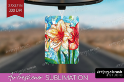 Stained Glass Air Freshener PNG - Flowers PNG Sublimation Product Image 1