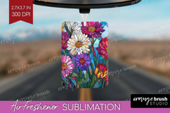 Stained Glass Air Freshener PNG - Flowers PNG Sublimation Product Image 1
