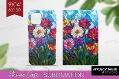 Stained Glass Phone Case PNG - Flowers Case PNG Sublimation Product Image 1