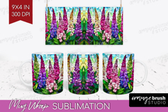 Stained Glass Mug Wrap - Flowers Mug PNG Sublimation Product Image 1
