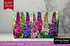 Stained Glass Cosmetic Bag - Flowers Makeup Bag PNG Product Image 1