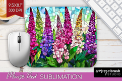 Stained Glass Mouse Pad Sublimation - Flowers Mousepad PNG Product Image 1