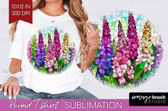 Stained Glass Round Tshirt Background - Flowers PNG Product Image 1