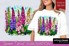 Stained Glass Square Tshirt Background - Flowers PNG Product Image 1
