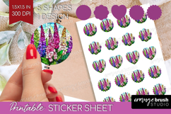 Stained Glass Round Sticker - Flowers Printable Sticker Product Image 1