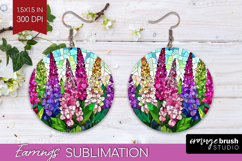 Stained Glass Round Earrings - Flowers PNG Sublimation Product Image 1