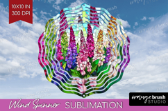 Stained Glass Wind Spinner Sublimation PNG - Flowers Round Product Image 1
